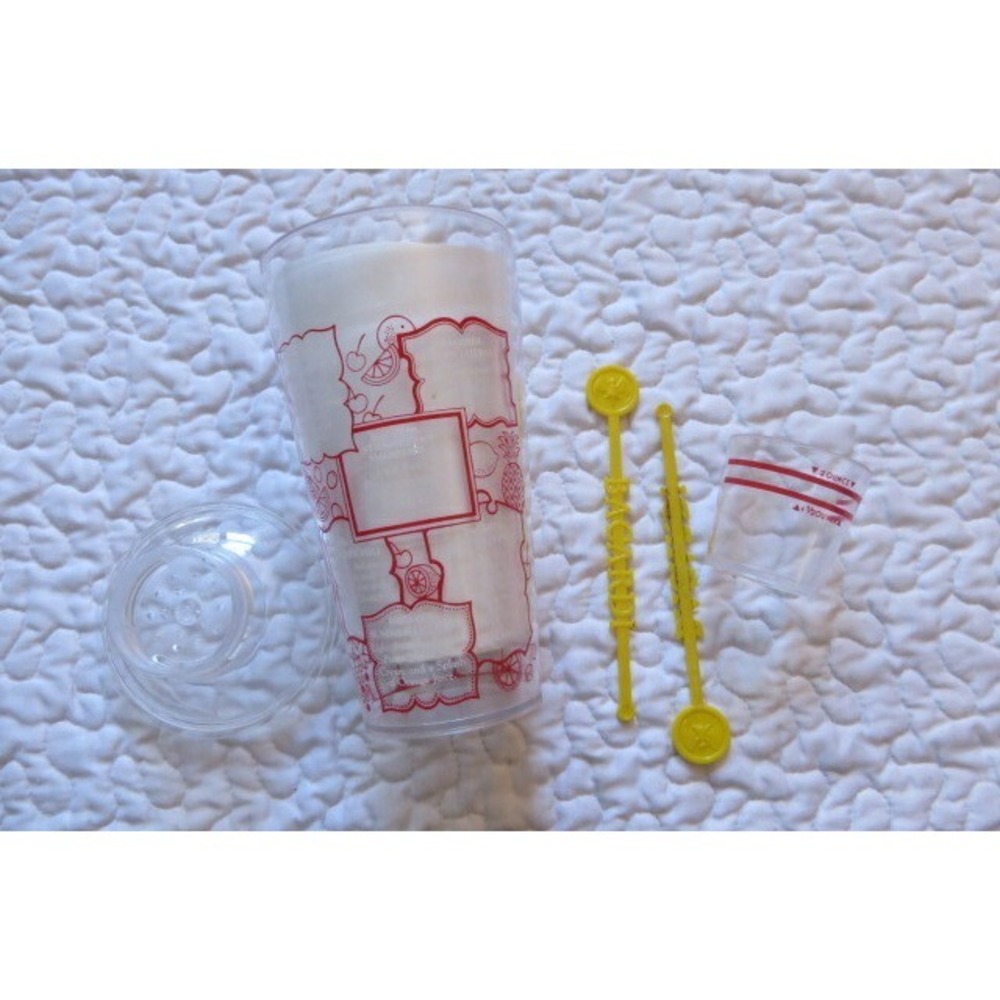 Vintage Bacardi Rum Cocktail Shaker Recipe Jigger Stirrer 5 Pc. Set Plastic Bar